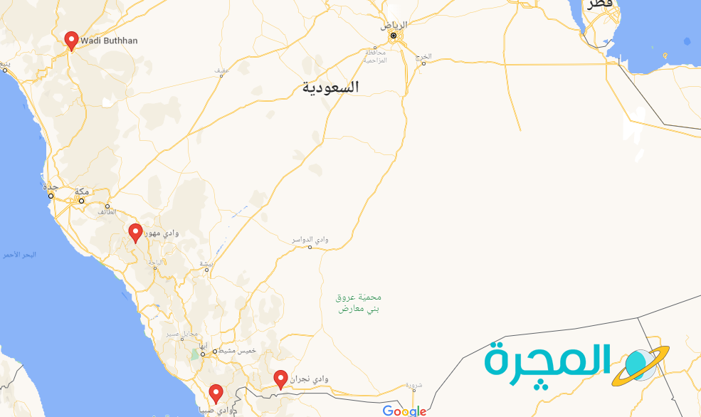 خريطة أودية المملكة العربية السعودية